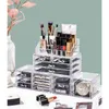 Organisateur de maquillage de l'organisateur cosmétique 4 pièces Boîte de rangement de maquillage en acrylique avec 12 tiroirs pour les bijoux et pinceaux à rouge à lèvres Q240429