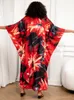 Sunforyou Kaftan Dresses For Women Floral Print Sliky Plus Size Caftans Swimsuit Cover Up Robe Loose Soft Maxi Dress