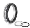 2pcSet Classic Black Ceramic Ring Beautiful Scratch Proof Bijoux sain pour les femmes avec Bling Crystal Fashion Ring1360421