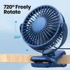 Electric Fans Topk K62b Small Portable Clip Fan USB Desk Fan med 3 hastigheter Strong Airflow 720 Rotation Ultra-Quiet Desk Fans för Home/Offi D240429