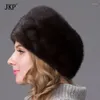 Boinas jkp real natural de pele inteira chapéu de inverno Mulheres bonés elegante estilo de moda feminina quente luxo
