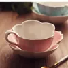 Tee -Sets Europäische Luxuskeramik Kaffee Tasse Set Familie Romantischer Nachmittag Tee English Cherry 3 Stück