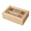 Storage Bottles Wooden Tea Box Organizer Chest 6 Grids Portable With Lid Bag Holder For Home