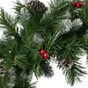 装飾的な花インチ人工混合スプルースLEDクリスマスリースフロストブランチレッドベリーと松ぼっくりグリーン/クリアEUC