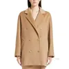Elegant Fashion Luxury Designer Coat Cashmere Coat Wool Blend Women's Coat 101801 Series Short Solid Double Breasted Coat Women's Camel Maxmaras