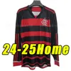 Koszulki piłkarskie Flamengo z długim rękawem 2024 2025 Outubro Rosa Fan Player David Luiz Diego E.Ribeiro Gabi Football koszule vidal ppedro de arraccaeta mężczyzn dzieci dorosły dorosły