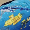 Submarine World Print Thin Fabric Blue Shorts Shirt Set Hawaii Men Women High Quality Loose Casual Beach Surf Shortpant Suit 240428