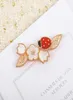 Top Quality Luxury Brand Pure 925 Silver Jewelry Lovely Ladybug Lucky Spring Design Cherry Leaf Mother Of Pearl Gemstone Brooch3503643