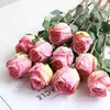 Kwiaty dekoracyjne 11pcs/działka pieczona sztuczna róża spalona krawędź jedwabny Fake Flower Wedding Kwiat Kwiat ornament świąteczny dom