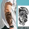 Tiger Lion Wolf étanche à tatouage temporaire étanche pour hommes transfert tribal flash tatoo bras manche art corporel faux 240423