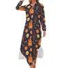 Robes décontractées Robe Pumpkins Robe Halloween Imprimé esthétique Sexy V Neck Retro Retro Murafon Long Manches Vêtements 3xl 4xl 5xl