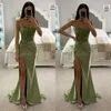 Prom Light Dress Lace Green Mermaid Sequins Toppremmar Formella aftonklänningar Eleganta veck Partklänningar för speciella OCNS ROBE DE SOIREEE ES