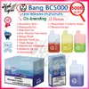 Uzy bang BC5000 Puffing Vapes Disposable Pen 0% 2% 3% 5% Force 12 ml POD PREFILET 650mAH Battre de batterie rechargeable Bobine 5K Puffes E Cigarette