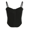 Serbatoi da donna Cibbar vintage Black Button Up Corset Top Y2K Sexy BodyCon senza maniche cinghia cinghia