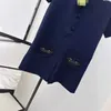 Kobiety Jumpsuits Rompers Designer Modern Temperament High Street Fashion Buckle Blucle Blue Solid Kolor Topit for Girl