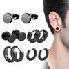 Stud Earrings 1-9 Pairs Black Set Fashion Multiple Styles Stainless Steel Piercing For Women Men Punk Hip Hop Ear Jewelry