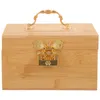 Bolsas de armazenamento Caixa de madeira de madeira para crianças moeda de madeira do banco vintage com bloqueio