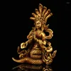Dekorativa figurer 4 "Tibetansk tempelkollektion gammal lila brons förgylld nagarjuna orm mor fem cobra dyrkan buddha stadshus exorcism