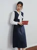 Casual Dresses DUSHU Retro Style Denim Vest Skirt For Women Autumn Niche Design V-neck High Waist Cotton Dress With Belt Female