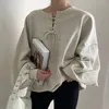 Bluzy damskie Korejpaa Korejpaa bluzy kobiety Koreański styl Autumn retro Pull femme okrągły szyja krawat okrąg