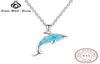 925 Colliers en argent sterling pendentifs mignons Dolphin Shape Blue Opal Collier 925 Bijoux Cadeau pour femmes Lam Hub Fong 210929271H6248465