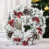 Decorative Flowers Christmas Wreath Berry Handmade Floral Front Door Rustic Flocked With Mixed Snowman Wreaths For Outside