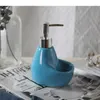 Distributore di sapone liquido Creative Color Solid Ceramic Lozione Bottiglia Mano forniture da bagno con rack sponge