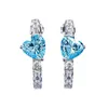 Königin Herz Moissanit Diamant Hoop Ohrring 100% Real 925 Sterling Silber Party Hochzeit Ohrringe für Frauen Engagement Schmuck