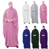 Ethnische Kleidung über Kopf muslimische Frauen Maxi Kleid Eid Kapuze Abaya Islamisches Gebetskleidungskleid traditionelle Abayas Arabische Robe Kaftan Kleider