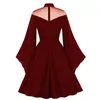 Casual Dresses Women Halloween Party Color Long Sleeve Retro Dress Bodycon Grenadine Gothic Goth Lolita Y2k Mini Vintage