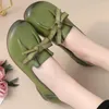 Chaussures décontractées ballet vert luxueux confortable élégant mocassins en cuir authentique pour femmes bowknot femme mocassins bleu doux