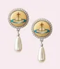 earrings Empress Dowager an enamel planet Pearl Earrings court WindNet red same temperament female6479649