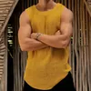 Men's Tank Tops Linen Simple Design Breathable Top Sleeveless T-Shirt Casual Solid Color Sweater Summer Round Neck Mens Crochet Vest