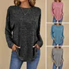 Camicette da donna o cnocchia tunica a maniche lunghe per il collo da donna vestiti di colore solido Casaul Pullover irregolari Tops