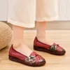 Lässige Schuhe Woizgic Damen Mutter Frau Damen Damen echte Lederflats Plattform -Slipper Nicht -Slip auf Blumen weicher Plus Größe 42 43