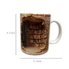 Tasses en céramique 3d étagère tasse de tasse créative tasse d'eau avec manche une bibliothèque de livres de livres de livres de café cadeau de Noël cadeau