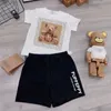 Niedźwiedź litera czysta bawełniana koszulka dla dzieci letnie ubranie dziecięce chłopcy dziewczęta Set Set Set Sete Designer Designer CSD2404304