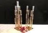 10pcs Flowers Vase Candle Holders Road Lead Centralcece Central Stand Gold Metal Stand Pillar Vandlestick na ślub Candelabra G04902 T9613879