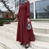 Etnische kleding moslim mode abaya voor vrouwen elegante maxi jurk hijab solide casual puff mouw Arabische avond gewaad femme