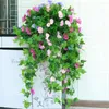 Dekorativa blommor Morning Glory Wall Hanging Artificial Fake Plants Basket For Home Wedding Parties Backdrop Decor Vine Decoration