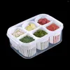 Storage Bottles 6 Grids Separate Spacing Refrigerator Preservation Box Vegetable Portable Plastic Reusable Airtight Spice Case With Lids