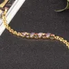 Vários coloridos DoubleLayer Copper Gold Color AAA Bracelete de zircão bonito para mulheres Jóias de aniversário 240423