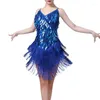 Scary Wear Women Sequin Latin Dance Robe Adulte Classical Fringe Roule Flapper Gatsby Dances de danse scintillants