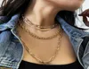 Pendant Necklaces Multi-layer Herringbone Choker Necklace For Women Gold Color Chunky Paper Clip Chain Trendy Charm Jewelry3001442