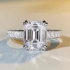 Кластерные кольца 925 Серебряное кольцо Женское изумрудное изумрудное квадратное пагода пагода алмаз