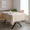 Tableau de table A227 style rétro bleu et blanc en porcelaine coton lin ins rectangulaire nappe