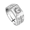 Bandringen 925 Sterlsilver Fine Large Crystal Open Ring For Mens Fashion Party Wedding Designer Sieraden Charm Paar geschenk J240429