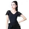 Vêtements de sur scène à manches courtes dancewear top noirs de danse latin tops convient aux femmes et à la ligne moderne inférieure des vêtements pour femmes