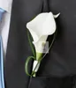 Ręcznie wykonane białe lilia kwiat corsage groom Groomman Wedding Party Man Boutonniere Pin Brochy Dekoration 9298203