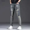 Heren jeans lichtgewicht luxe heren slank fit retro stijl jeans sexy motorfiets trend jeans elastische blauwe straatjeans;WX